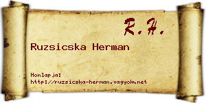 Ruzsicska Herman névjegykártya